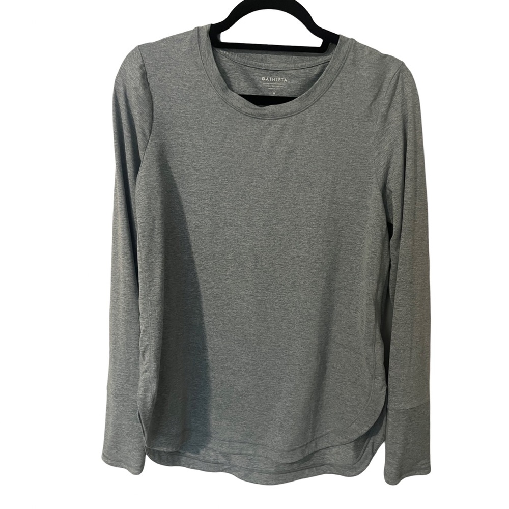 Athleta Uptempo Heathered Gray Long Sleeve Athletic Workout Shirt Size Medium